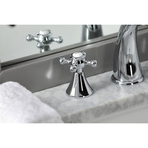 English Country KS2971BX Two-Handle 3-Hole Deck Mount Widespread Bathroom Faucet with Brass Pop-Up, Polished Chrome