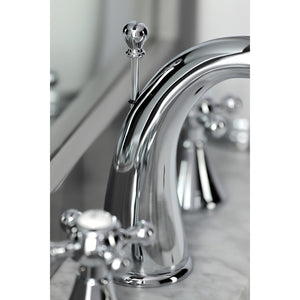 English Country KS2971BX Two-Handle 3-Hole Deck Mount Widespread Bathroom Faucet with Brass Pop-Up, Polished Chrome