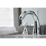 English Country KS2971BX Two-Handle 3-Hole Deck Mount Widespread Bathroom Faucet with Brass Pop-Up, Polished Chrome