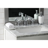 English Country KS2971BX Two-Handle 3-Hole Deck Mount Widespread Bathroom Faucet with Brass Pop-Up, Polished Chrome