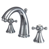 English Country KS2971BX Two-Handle 3-Hole Deck Mount Widespread Bathroom Faucet with Brass Pop-Up, Polished Chrome