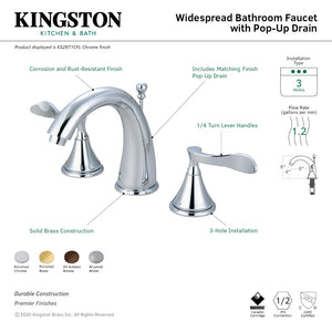 Century KS2971CFL Two-Handle 3-Hole Deck Mount Widespread Bathroom Faucet with Brass Pop-Up, Polished Chrome