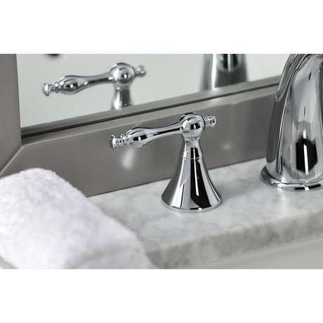 Naples KS2971NL Two-Handle 3-Hole Deck Mount Widespread Bathroom Faucet with Brass Pop-Up, Polished Chrome