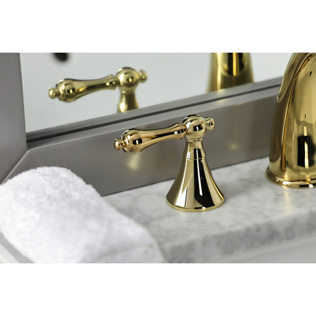 Naples KS2972AL Two-Handle 3-Hole Deck Mount Widespread Bathroom Faucet with Brass Pop-Up, Polished Brass