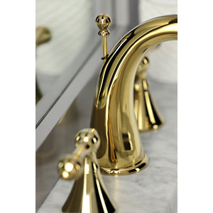 Naples KS2972AL Two-Handle 3-Hole Deck Mount Widespread Bathroom Faucet with Brass Pop-Up, Polished Brass