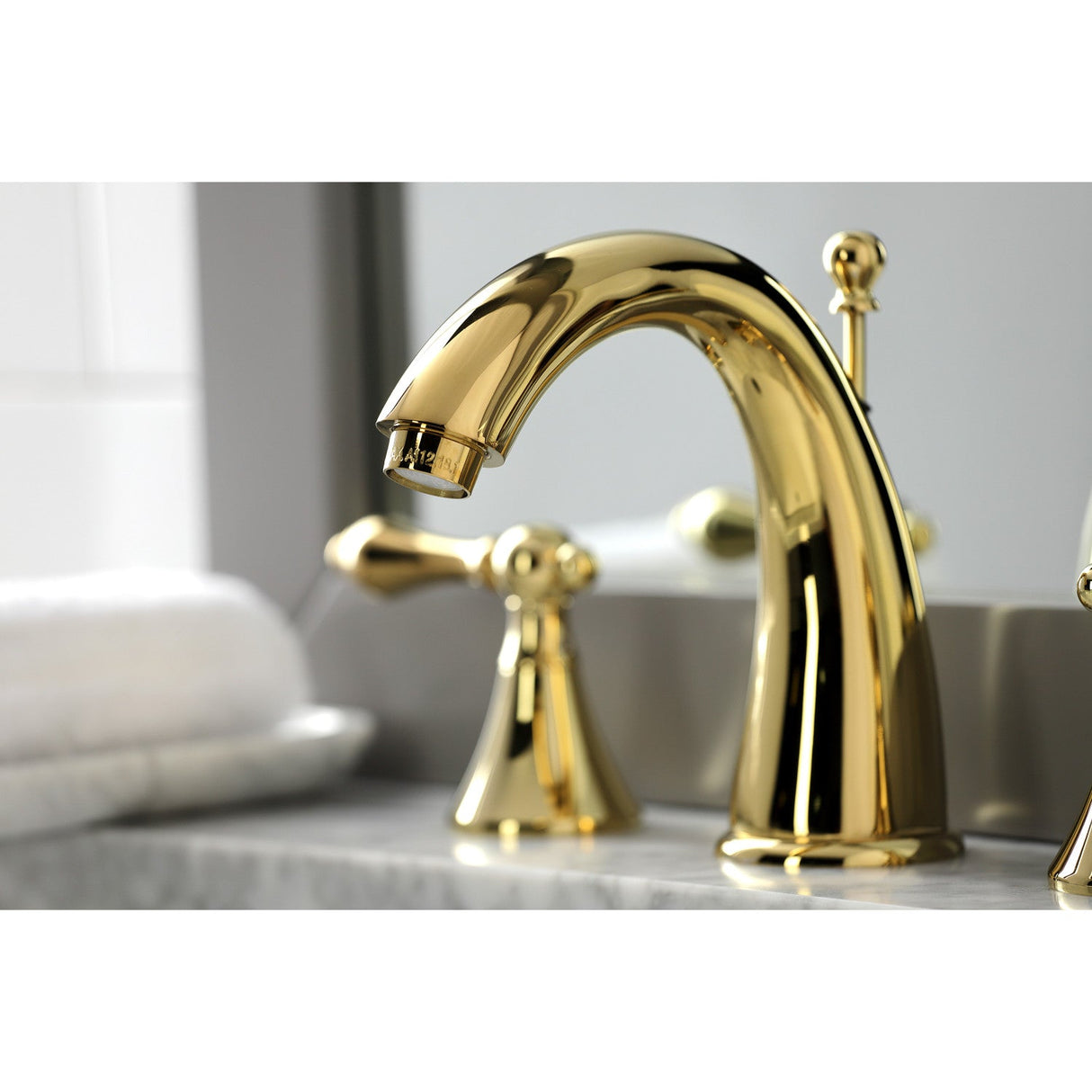 Naples KS2972AL Two-Handle 3-Hole Deck Mount Widespread Bathroom Faucet with Brass Pop-Up, Polished Brass