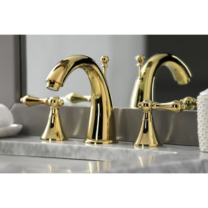 Naples KS2972AL Two-Handle 3-Hole Deck Mount Widespread Bathroom Faucet with Brass Pop-Up, Polished Brass