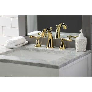 Naples KS2972AL Two-Handle 3-Hole Deck Mount Widespread Bathroom Faucet with Brass Pop-Up, Polished Brass