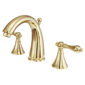 Naples KS2972AL Two-Handle 3-Hole Deck Mount Widespread Bathroom Faucet with Brass Pop-Up, Polished Brass