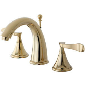 Century KS2972CFL Two-Handle 3-Hole Deck Mount Widespread Bathroom Faucet with Brass Pop-Up, Polished Brass