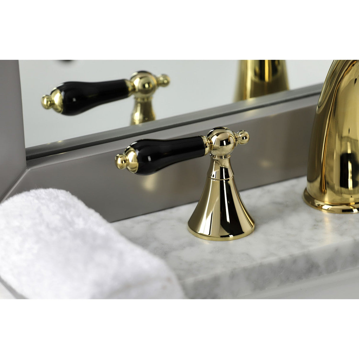 Duchess KS2972PKL Two-Handle Deck Mount Widespread Bathroom Faucet with Brass Pop-Up, Polished Brass