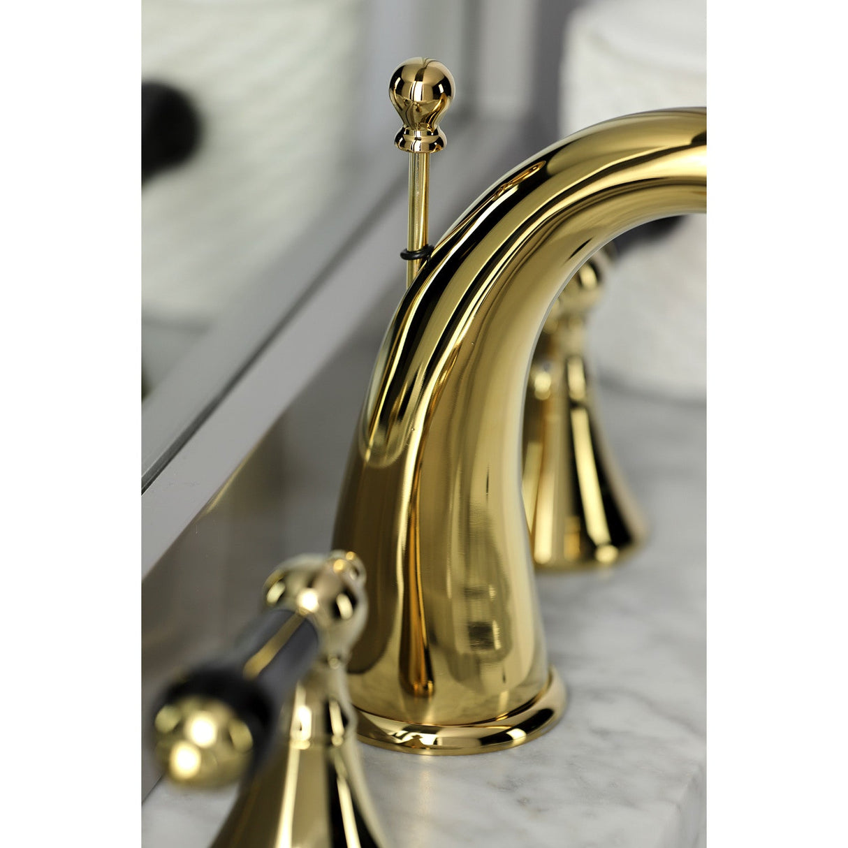 Duchess KS2972PKL Two-Handle Deck Mount Widespread Bathroom Faucet with Brass Pop-Up, Polished Brass