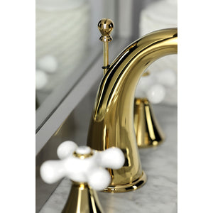 Naples KS2972PX Two-Handle 3-Hole Deck Mount Widespread Bathroom Faucet with Brass Pop-Up, Polished Brass