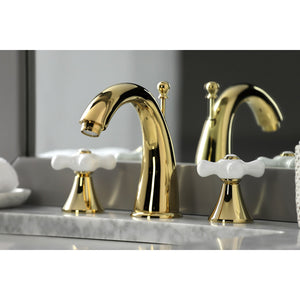 Naples KS2972PX Two-Handle 3-Hole Deck Mount Widespread Bathroom Faucet with Brass Pop-Up, Polished Brass