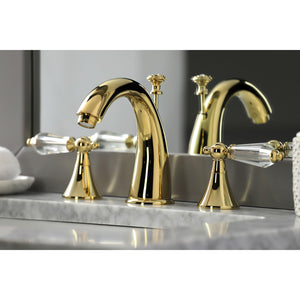 Wilshire KS2972WLL Two-Handle 3-Hole Deck Mount Widespread Bathroom Faucet with Brass Pop-Up, Polished Brass