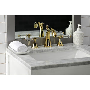 Wilshire KS2972WLL Two-Handle 3-Hole Deck Mount Widespread Bathroom Faucet with Brass Pop-Up, Polished Brass