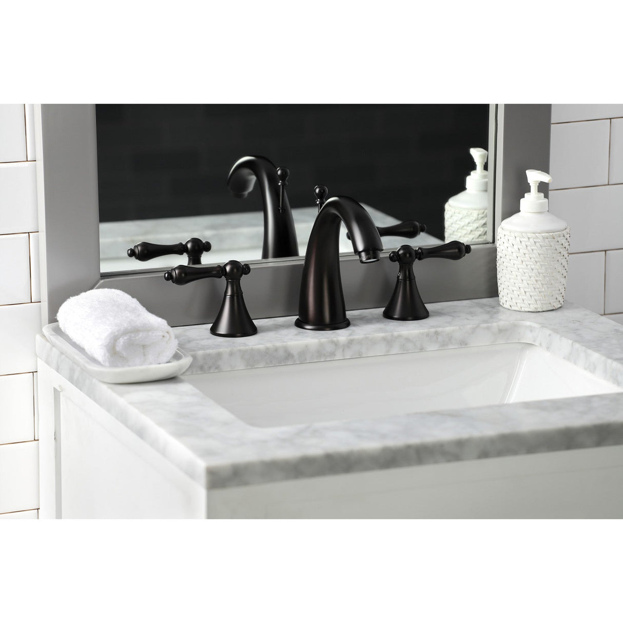 Naples KS2975AL Two-Handle 3-Hole Deck Mount Widespread Bathroom Faucet with Brass Pop-Up, Oil Rubbed Bronze