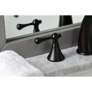 English Country KS2975BL Two-Handle 3-Hole Deck Mount Widespread Bathroom Faucet with Brass Pop-Up, Oil Rubbed Bronze