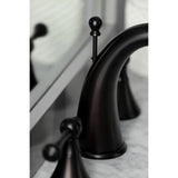 English Country KS2975BL Two-Handle 3-Hole Deck Mount Widespread Bathroom Faucet with Brass Pop-Up, Oil Rubbed Bronze