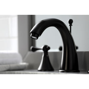English Country KS2975BL Two-Handle 3-Hole Deck Mount Widespread Bathroom Faucet with Brass Pop-Up, Oil Rubbed Bronze