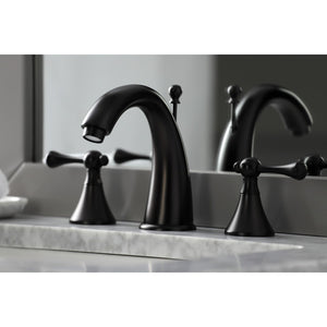 English Country KS2975BL Two-Handle 3-Hole Deck Mount Widespread Bathroom Faucet with Brass Pop-Up, Oil Rubbed Bronze