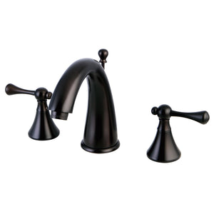 English Country KS2975BL Two-Handle 3-Hole Deck Mount Widespread Bathroom Faucet with Brass Pop-Up, Oil Rubbed Bronze