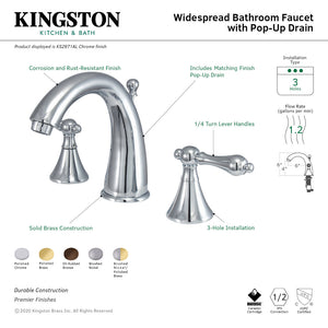 Naples KS2978AL Two-Handle 3-Hole Deck Mount Widespread Bathroom Faucet with Brass Pop-Up, Brushed Nickel