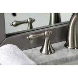 Naples KS2978AL Two-Handle 3-Hole Deck Mount Widespread Bathroom Faucet with Brass Pop-Up, Brushed Nickel