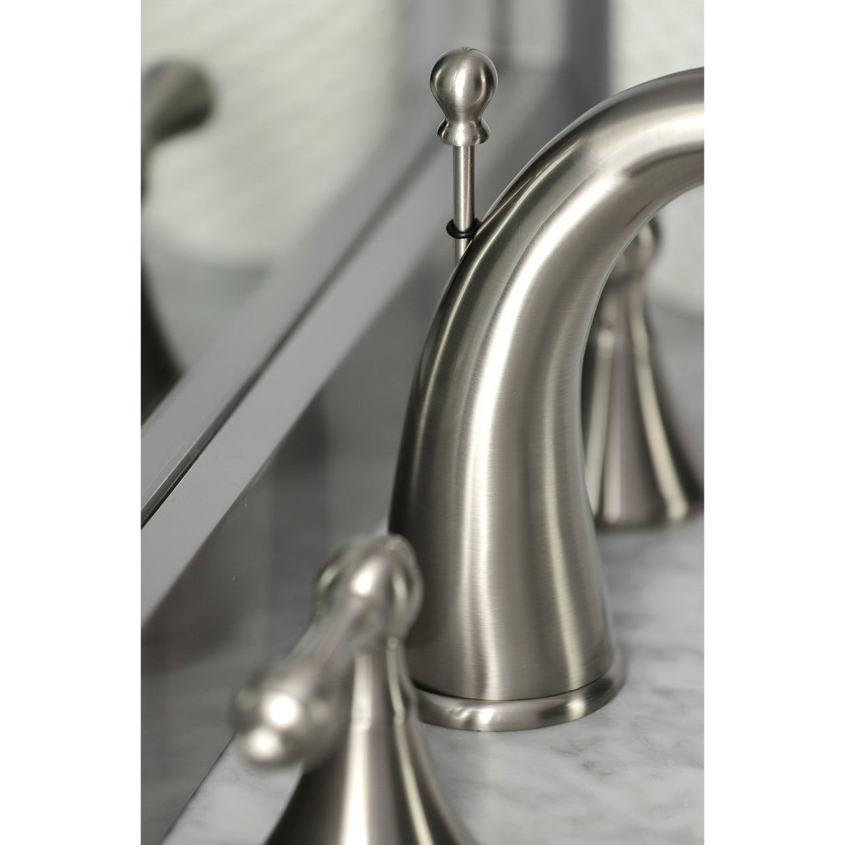 Naples KS2978AL Two-Handle 3-Hole Deck Mount Widespread Bathroom Faucet with Brass Pop-Up, Brushed Nickel