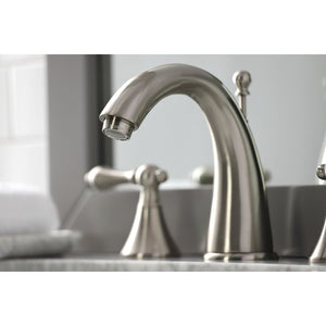 Naples KS2978AL Two-Handle 3-Hole Deck Mount Widespread Bathroom Faucet with Brass Pop-Up, Brushed Nickel
