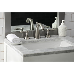 Naples KS2978AL Two-Handle 3-Hole Deck Mount Widespread Bathroom Faucet with Brass Pop-Up, Brushed Nickel