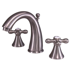 Naples KS2978AX Two-Handle 3-Hole Deck Mount Widespread Bathroom Faucet with Brass Pop-Up, Brushed Nickel