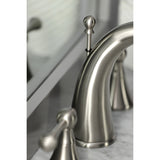 English Country KS2978BL Two-Handle 3-Hole Deck Mount Widespread Bathroom Faucet with Brass Pop-Up, Brushed Nickel