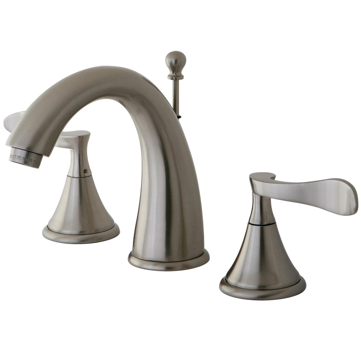 Century KS2978CFL Two-Handle 3-Hole Deck Mount Widespread Bathroom Faucet with Brass Pop-Up, Brushed Nickel