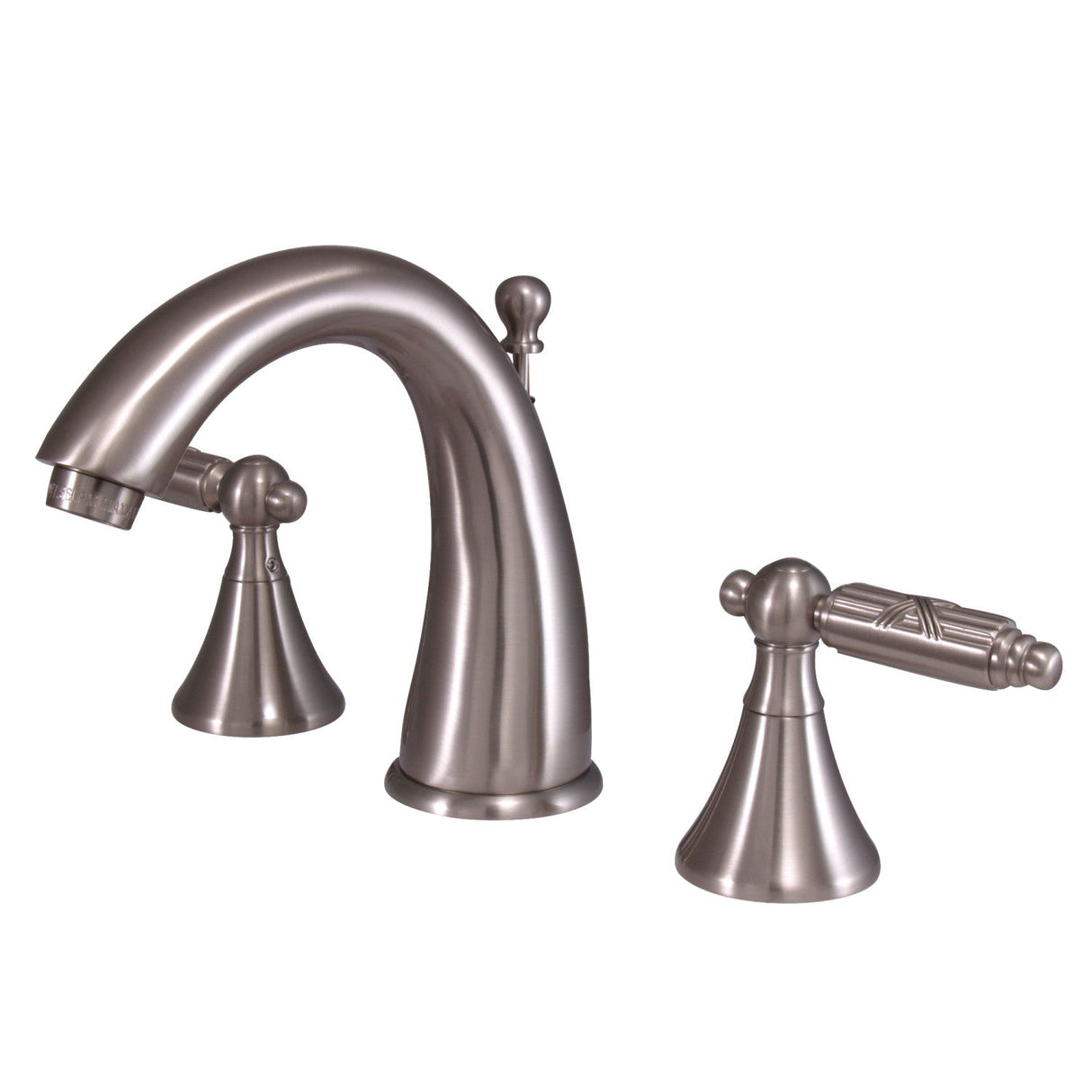 Elinvar KS2978GL Two-Handle 3-Hole Deck Mount Widespread Bathroom Faucet with Brass Pop-Up, Brushed Nickel