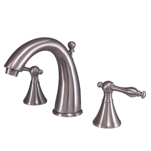 Naples KS2978NL Two-Handle 3-Hole Deck Mount Widespread Bathroom Faucet with Brass Pop-Up, Brushed Nickel