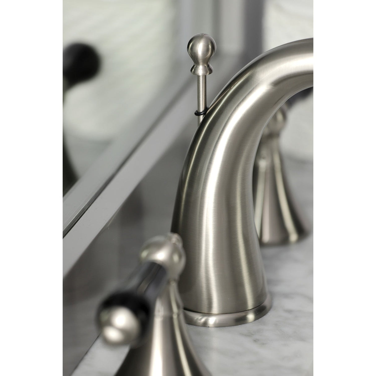 Duchess KS2978PKL Two-Handle Deck Mount Widespread Bathroom Faucet with Brass Pop-Up, Brushed Nickel