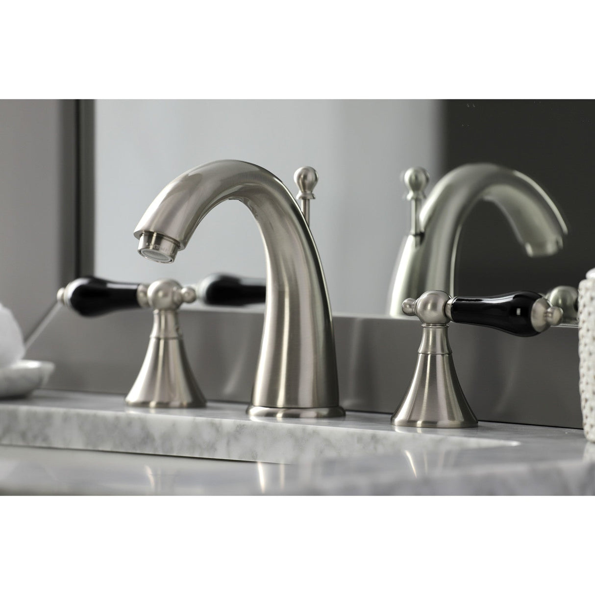 Duchess KS2978PKL Two-Handle Deck Mount Widespread Bathroom Faucet with Brass Pop-Up, Brushed Nickel