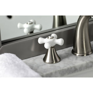 Naples KS2978PX Two-Handle 3-Hole Deck Mount Widespread Bathroom Faucet with Brass Pop-Up, Brushed Nickel