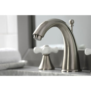 Naples KS2978PX Two-Handle 3-Hole Deck Mount Widespread Bathroom Faucet with Brass Pop-Up, Brushed Nickel