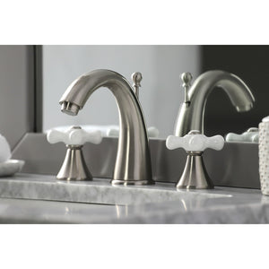 Naples KS2978PX Two-Handle 3-Hole Deck Mount Widespread Bathroom Faucet with Brass Pop-Up, Brushed Nickel