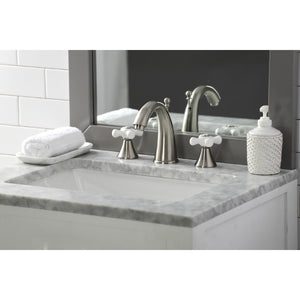 Naples KS2978PX Two-Handle 3-Hole Deck Mount Widespread Bathroom Faucet with Brass Pop-Up, Brushed Nickel