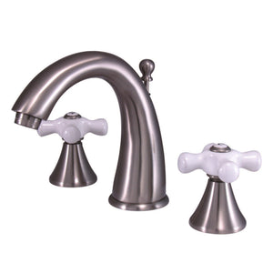 Naples KS2978PX Two-Handle 3-Hole Deck Mount Widespread Bathroom Faucet with Brass Pop-Up, Brushed Nickel