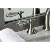 Wilshire KS2978WLL Two-Handle 3-Hole Deck Mount Widespread Bathroom Faucet with Brass Pop-Up, Brushed Nickel