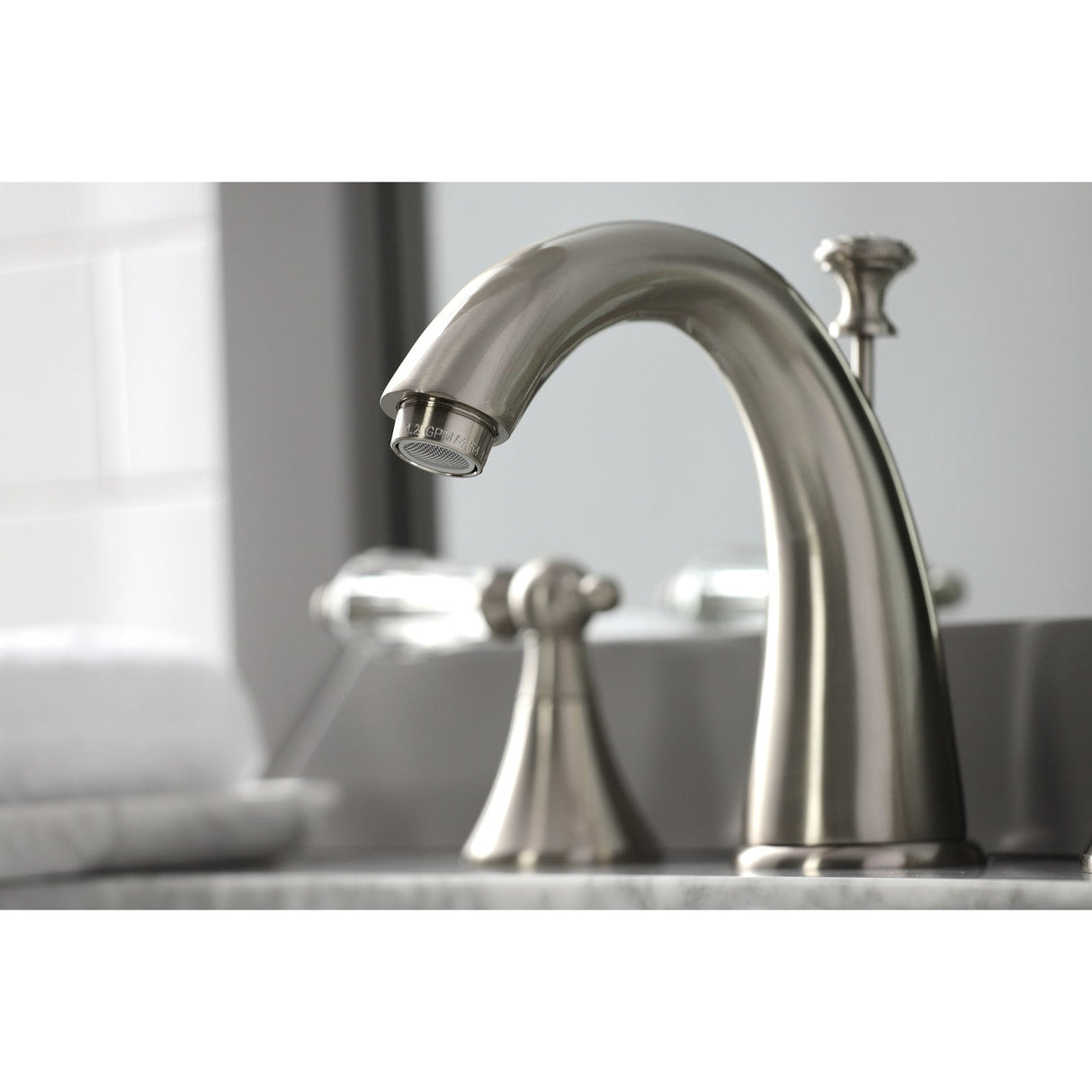 Wilshire KS2978WLL Two-Handle 3-Hole Deck Mount Widespread Bathroom Faucet with Brass Pop-Up, Brushed Nickel