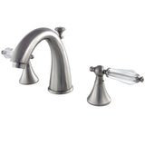 Wilshire KS2978WLL Two-Handle 3-Hole Deck Mount Widespread Bathroom Faucet with Brass Pop-Up, Brushed Nickel