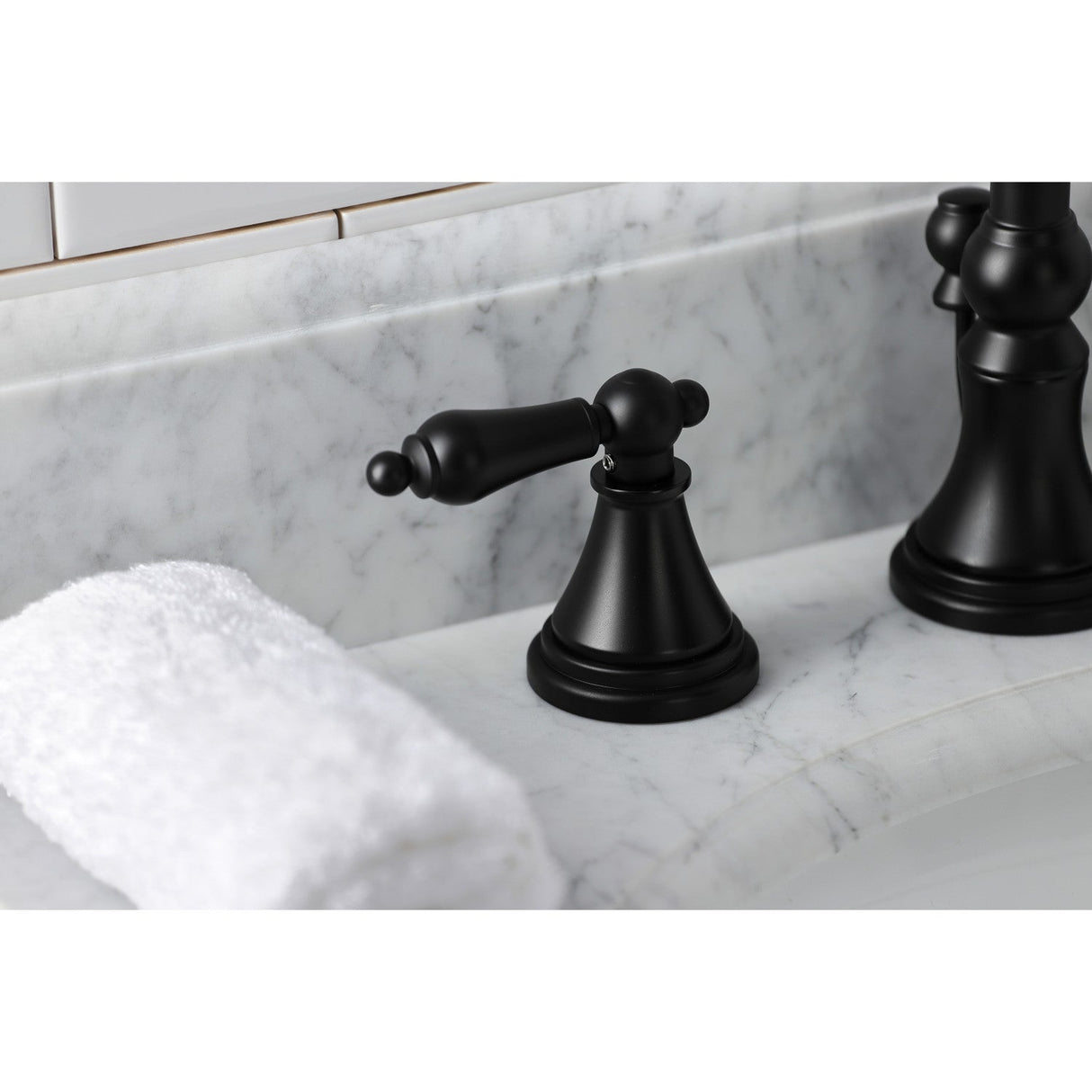 Governor KS2980AL Two-Handle 3-Hole Deck Mount Widespread Bathroom Faucet with Brass Pop-Up, Matte Black