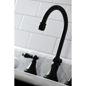 Governor KS2980AL Two-Handle 3-Hole Deck Mount Widespread Bathroom Faucet with Brass Pop-Up, Matte Black