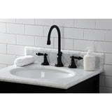 Governor KS2980AL Two-Handle 3-Hole Deck Mount Widespread Bathroom Faucet with Brass Pop-Up, Matte Black