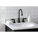 Governor KS2980AL Two-Handle 3-Hole Deck Mount Widespread Bathroom Faucet with Brass Pop-Up, Matte Black